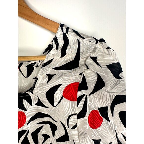 Vintage 90s Kasper abstract rose blouse square neck bold print petite S - Picture 2 of 6